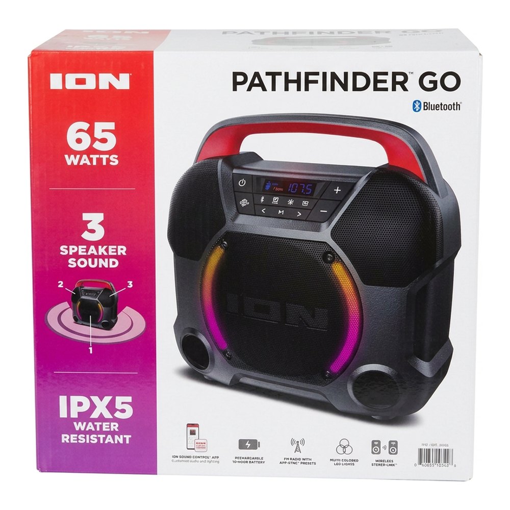 Ion Pathfinder Go Portable Bluetooth Black Red Speaker